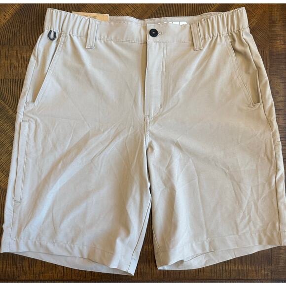 Eddie Bauer NWT small khaki shorts flex waist tech short UPF30 mens - Picture 2 of 3